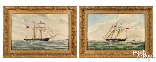 John Fannen, pair of oil on canvas ship portraits