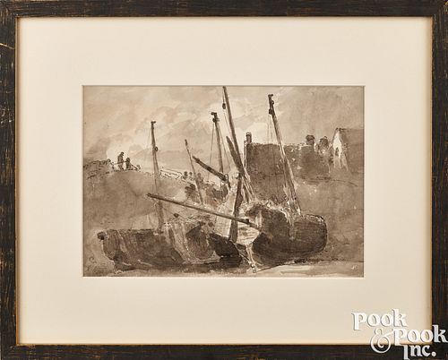 John Constable, watercolor and sepia wash