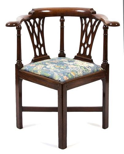 A Georgian Style Mahogany Corner Chair Height 32 inches.