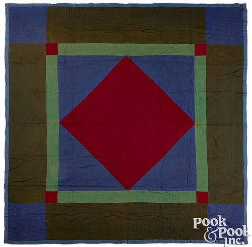 Amish diamond in square quilt, early/mid 20th c.
