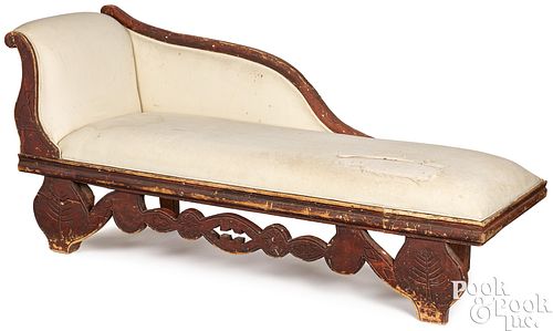 Carved and painted pine recamier, 19th c.