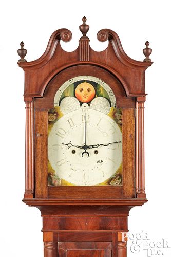 Delaware Sheraton mahogany tall case clock
