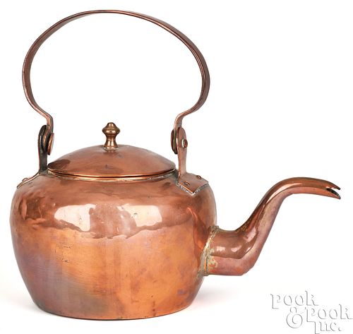 Frederick Hubley copper tea kettle, late 18th c.