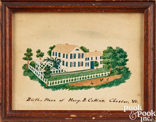 New England miniature watercolor house portrait