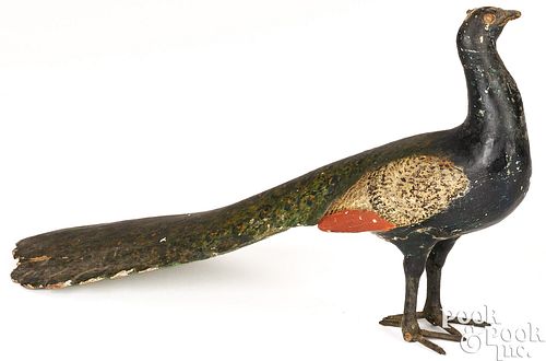 John Reber carved and gessoed peacock