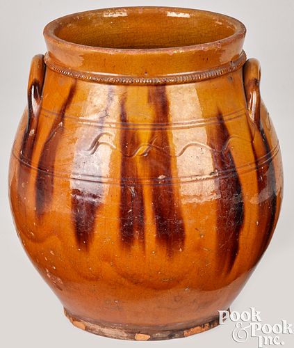 Large New England redware jar, 19th c.