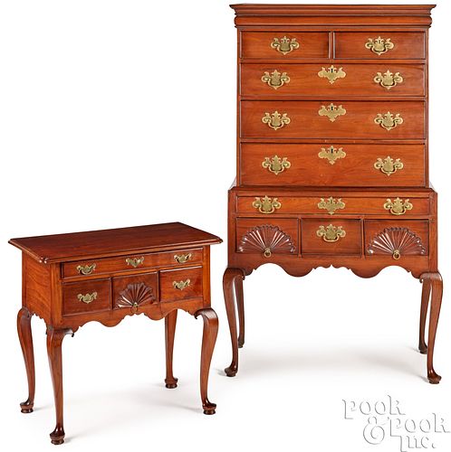 Queen Anne walnut high chest of drawers
