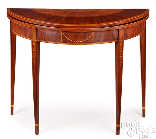 New York Federal mahogany demilune games table