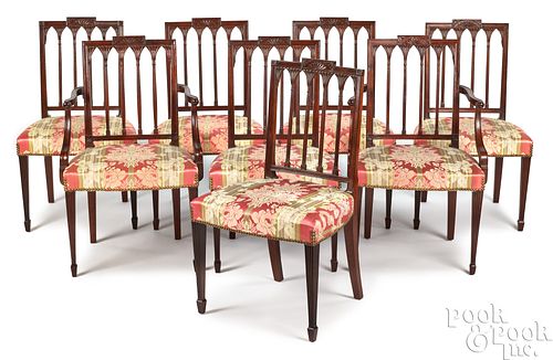 Eight New York Federal mahogany dining chairs