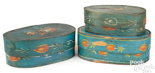 Three continental bentwood band boxes, 19th c.