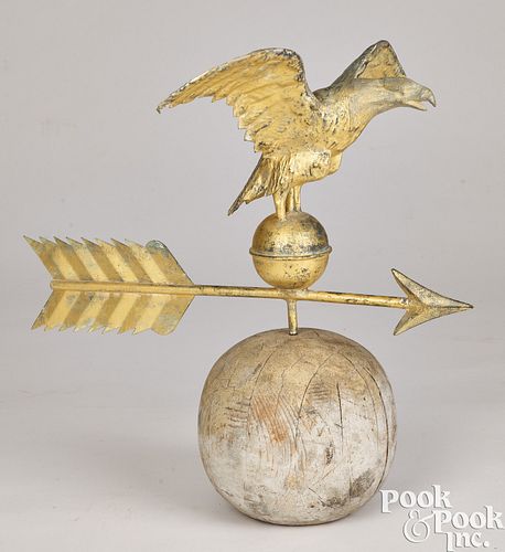 Swell-body gilt copper eagle weathervane, 19th c.