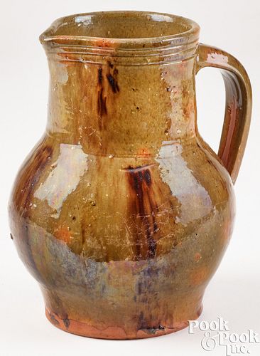 New England redware pitcher, 19th c.