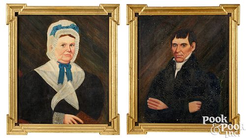 Noah Alden, pair of oil on canvas portraits