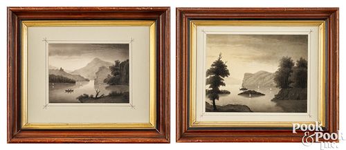 Two Hudson River Valley charcoal landscapes