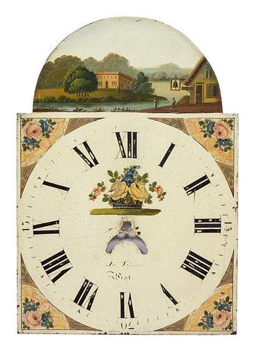 A Group of English Painted Clock Faces Height of tallest 20 1/8 inches.