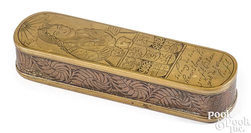 Dutch brass and copper snuff box, 18th c.