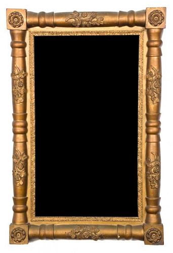 An American Empire Giltwood Split Baluster Mirror 32 3/4 x 15 1/2 inches.