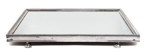 A Silver Plate and Mirrored Rectangular Plateau Width 20 x depth 17 1/4 inches.