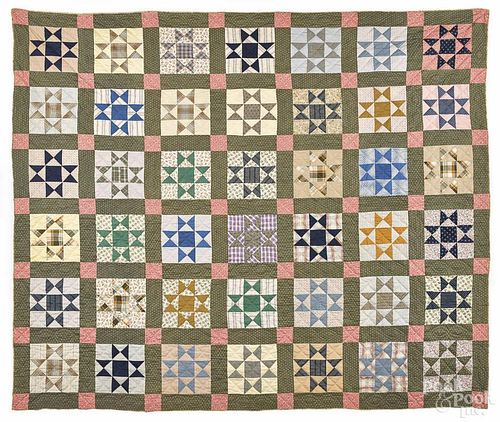 Ohio star patchwork quilt, early 20th c., 92'' x 80''.