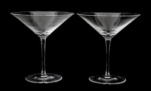 A Set of Twenty-Four English Glass Martini Glasses Height 6 1/4 inches.