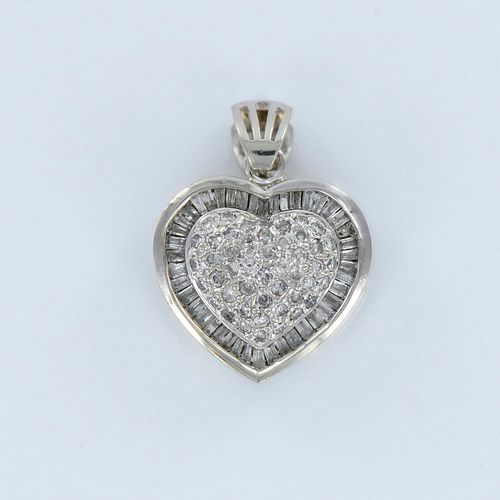 Dazzling 14K White Gold and Diamond Heart Shaped Pendant