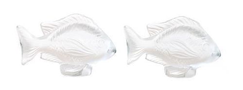 A Group of Twelve Lalique Molded Glass Fish Ornaments Length 3 inches.
