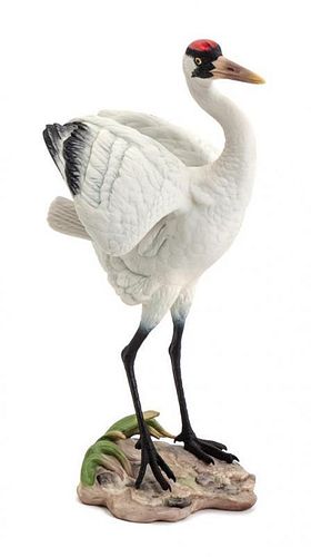 A Boehm Porcelain Figure of a Whooping Crane Height 9 3/8 inches.