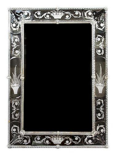 A Venetian Etched Glass Mirror 41 1/2 x 30 1/4 inches.