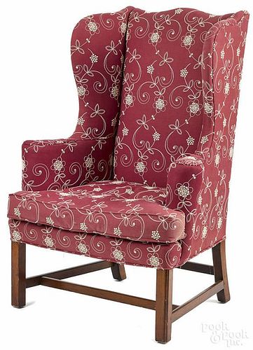 Late Chippendale maple easy chair, ca. 1800.