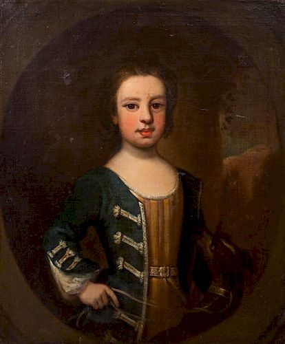 European School, (18th century), Portrait of a Child with Hound