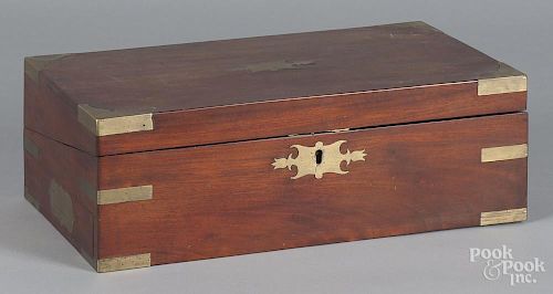English brass bound mahogany lap desk, 19th c., 5 3/4'' h., 17 3/4'' w.