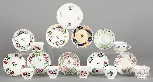English porcelain cups and saucers, 19th c.