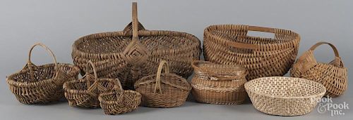 Nine assorted baskets, mostly modern.