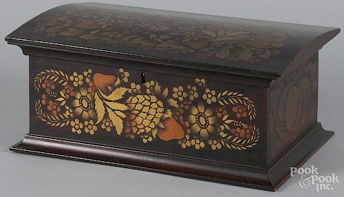 Two reproduction painted boxes, 6 1/4'' h., 14 1/2'' w. and 8 1/4'' h., 20'' w.