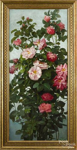 Attributed to George Cochran Lambdin (American 1830-1896), oil on canvas still life of roses