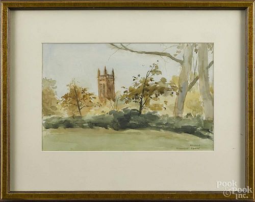 Seymour Remenick (American 1923-1999), watercolor landscape, titled Rittenhouse Square