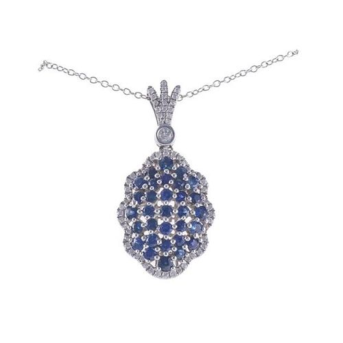 Kallati Gold Diamond Sapphire Pendant Necklace 