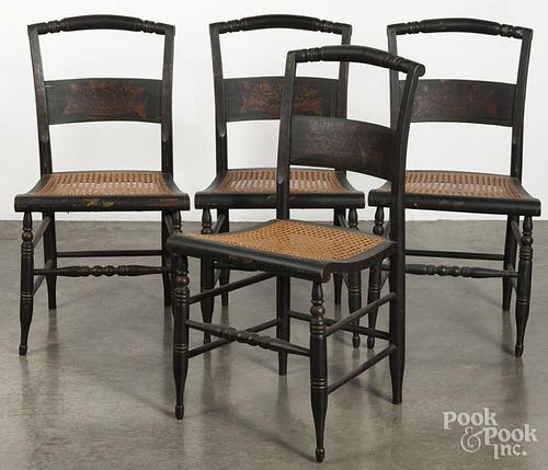 Set of four painted Hitchcock chairs, late 19th c.