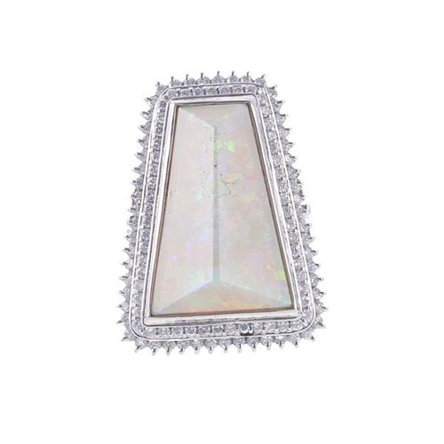 13.19ct Opal Diamond Platinum Ring