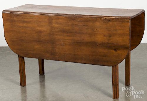 New England birch drop leaf table, late 18th c., 28'' h., 17'' w., 47 1/2'' d.