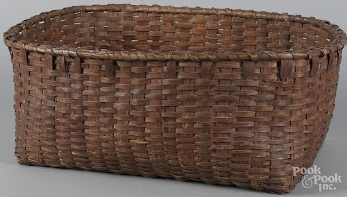 Split oak basket, 19th c., 9'' h., 23'' w.