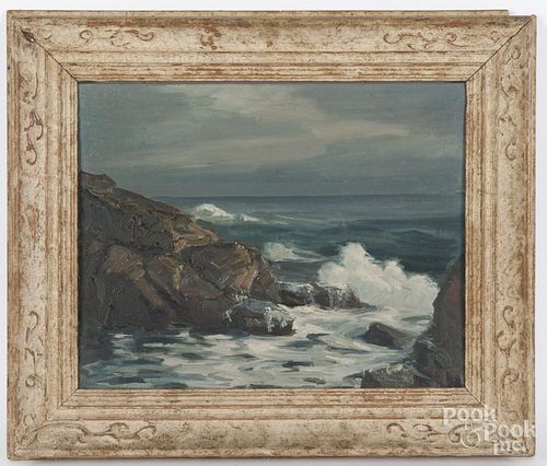 Melville Stark (American 1903-1987), oil on board, titled Bass Rocks Massachusetts, signed