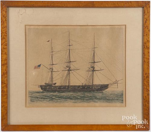 Color lithograph of the U.S Ship St. Mary's, after the original by Martin, numbered 68/150