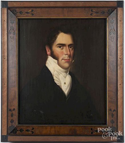 Victorian oil on canvas portrait of a gentleman, housed in a period aesthetic movement frame