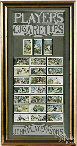 Two framed groups of Old English Cigarette Cards from Wills and Players, depicting birds and flowers
