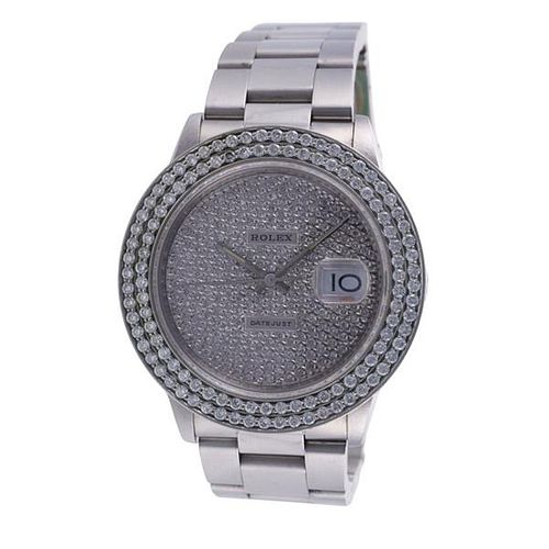 Rolex Datejust Steel Diamond Watch 16220