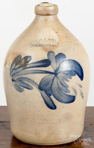 Pennsylvania stoneware jug, 19th c., impressed Cowden & Wilcox Harrisburg