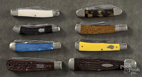 Eight assorted pocket knives, to include Hammer Brand, Kabar, Craftsman, Case, etc.
