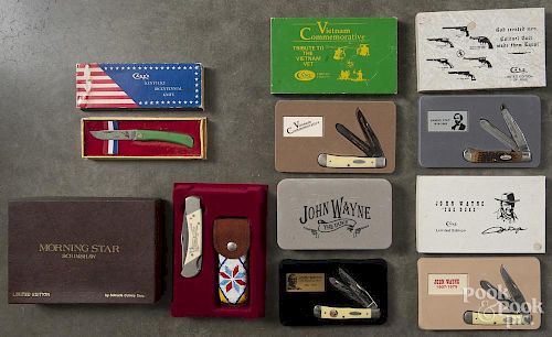 Five limited edition pocket knives by Case, together with another by Schrade