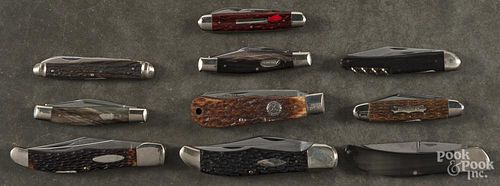 Ten assorted pocket knives, to include Western, Kutmaster, Camillus, Carson, etc.